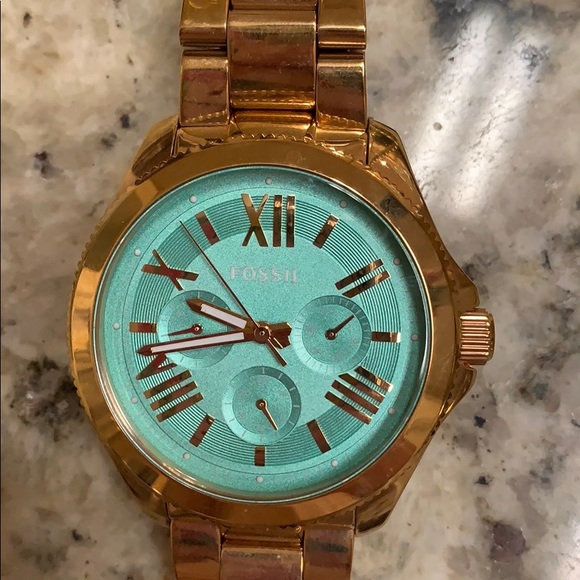 Fossil Cecile Rose Gold Mint Dial Watch - Picture 5 of 6